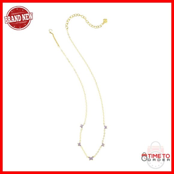 1780946349415-14k-gold-micro-  Gold Plated Brass Crystal Strand Necklace, Lobster Clasp, 16 Inches